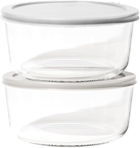 Miniatura 18 de DURA LIVING Juego de 8 recipientes de vidrio para almacenamiento de alimentos (4 recipientes + 4 tapas), redondos, anidados, aptos para microondas