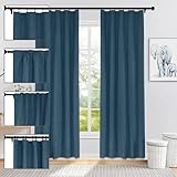 Fcosie 4-in-1 Top Full Blackout Linen Drapes - Rod Pocket/Back Tab/Flat Hooks/Hook Belt, Navy Blue Burlap Curtains Window Treatments for Nursery Teen Girls Boys Children Kids, 2 PCS, 84" Wx102 L
