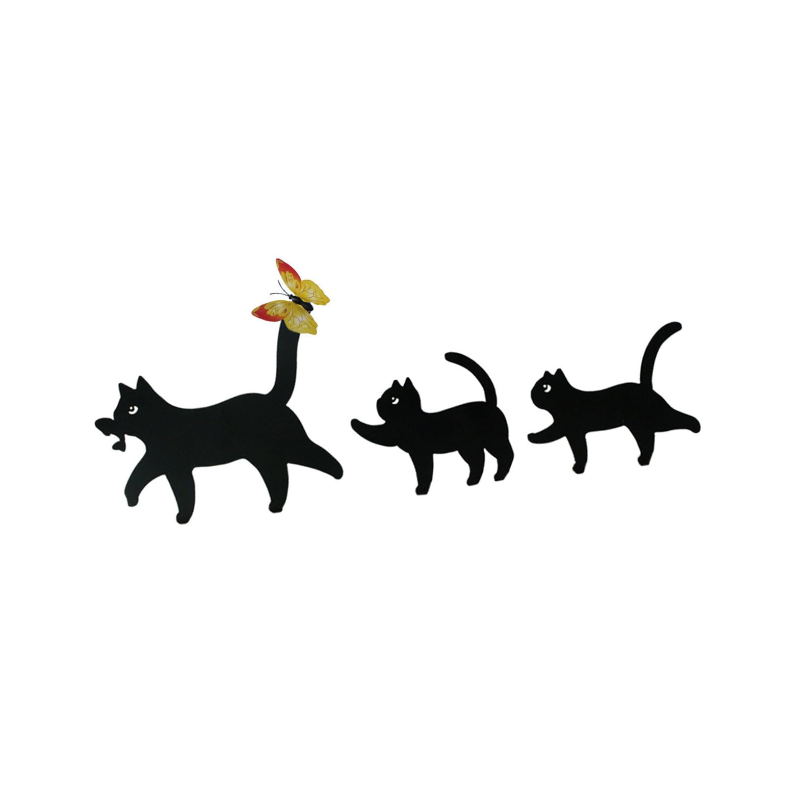Uqezagpa Pack Of 3 Metal Cats Garden Decors Black Cats Stakes Ornament for Outdoor Garden Backyard and Lawns Iron Art