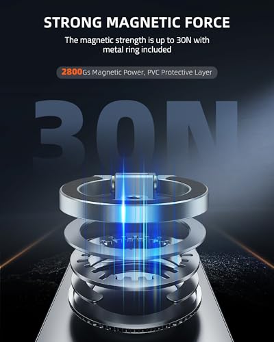 Image of Magnetic Phone Stand with Spinner,Double Side Ring Holder,Attach to Any Iron Surface,Compatible with iPhone 17 /16 /15 /14 /13 /12 Series&MagSafe Cases,for Gym Office Travel Tiktok,Stress Relief