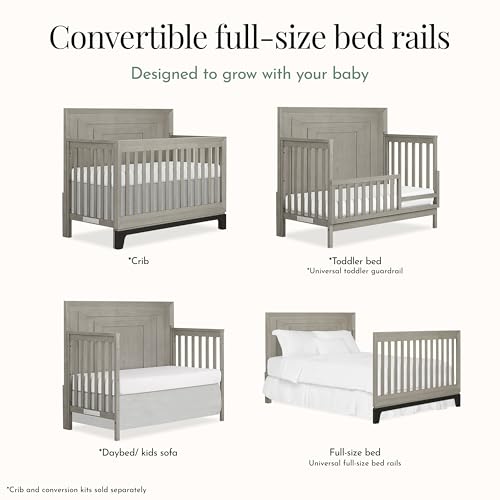 Image of Evolur Full-Size Bed Conversion Rails, Designed & Tested Cribs, Durable Hardwood Build with Secure Mattress Slats, Easy Assembly - Light Ash