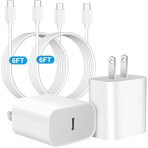 iPhone 16 Charger Fast Charging Block,20W Quick iPhone 16 USB C Charger,2Pack Fast iPhone 15 Wall Charger Adapter,6FT USB C Charger Cable Cord for iPhone 16 Pro Max/16/15 Pro Max/15 Plus,iPad Pro/Air Cover