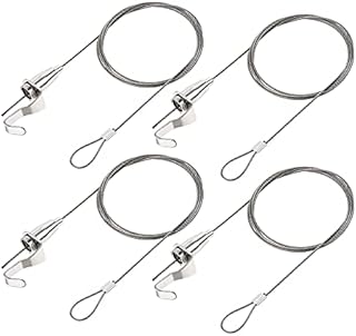 sourcing map Picture Hanging Wire Kit, 4pcs 1.5M Adjustable Rail Hanging System for Home Picture Art Gallery Picture Display Kit, Load 66 Lbs