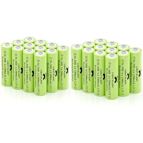 Lightalent Ni-MH AA Rechargeable Batteries, Double A High Capacity 1.2V Pre-Charged for Garden Landscaping Outdoor Solar Lights, String Lights, Pathway Lights 1000mAh 12pack + 1300mAh 12pack Cover