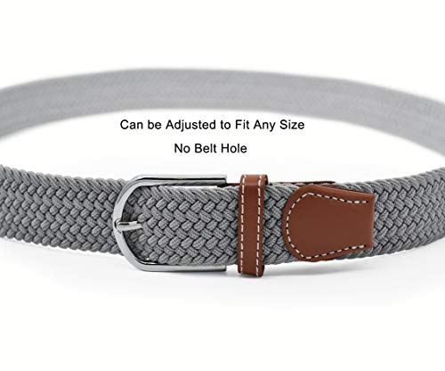 Weave Elastic Belt, Unisex Braided Casual Outdoor Fabric Woven Belt Waist Straps with Metal Buckle4