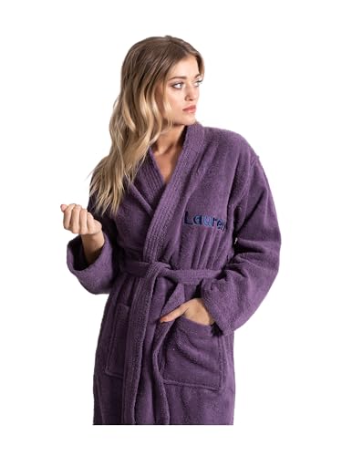 Image of Turkuoise Soft & Absorbent Towel Robe, 100% Cotton Turkish Terry Cloth Kimono Bathrobes for Women
