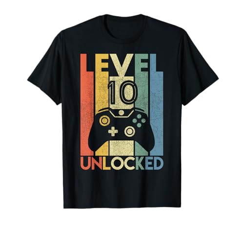 Level 10 Unlocked Shirt Funny Video Gamer 10th Birthday Gift...