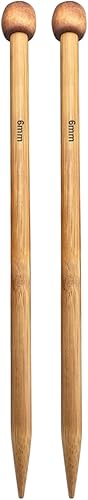 Weabetfu Aguja de tejer de bambú recta, de un solo punto, de 10 pulgadas de longitud, agujas de tejer para tejer hechas a mano, tamaño de EE. UU. 10