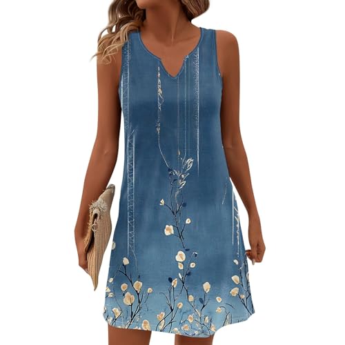 Summer Dress Women's Casual Dress Sexy Summer Beach Dress Fashion Short Mini Dress Sleeveless Dress for Women, D Blue, L Summer Dress Women's Casual Dress Sexy Summer Beach Dress Fashion Short Mini Dress Sleeveless Dress for Women, D Blue, L