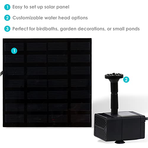 Sunnydaze Small Solar Water Pump Submersible Bird Bath Fountain Kit - For Outdoor Pond, Garden, Or Pool - 1.6-Foot Max Lift - 40 Gph #TOP2