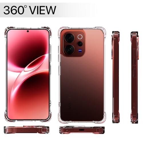 Image of Amazon Basics Back Cover for Vivo V70 5G PC + TPU Clear Transparent Raised Edges Shockproof Protective Phone Bumper Case (Transparent)