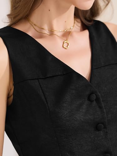 Chaleco elegante de botones y diseño totalmente forrado de Allegra K 5