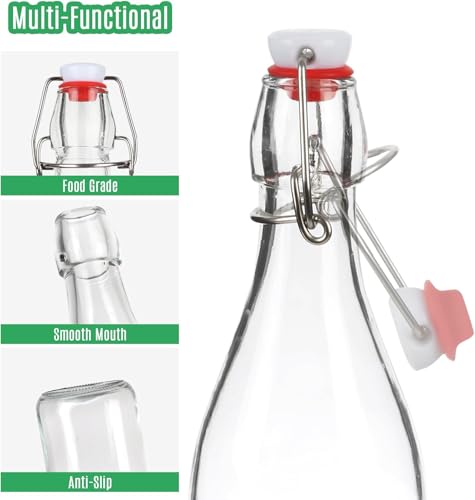 Image of Glassbunny Glass Bottle with Swing Cap 1000 ml Leakproof Airtight Flip Top 1 Litre Bottle with Stopper for Beverages Oil Vinegar Soda Kefir Beer Juice Fridge Water Bottles Pack of 4
