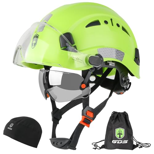 GREEN DEVIL Safety Hard Hat with Tinted & Clear Visor Vented Construction Helmet Cascos de Construccion ABS Work hardhats for Men
