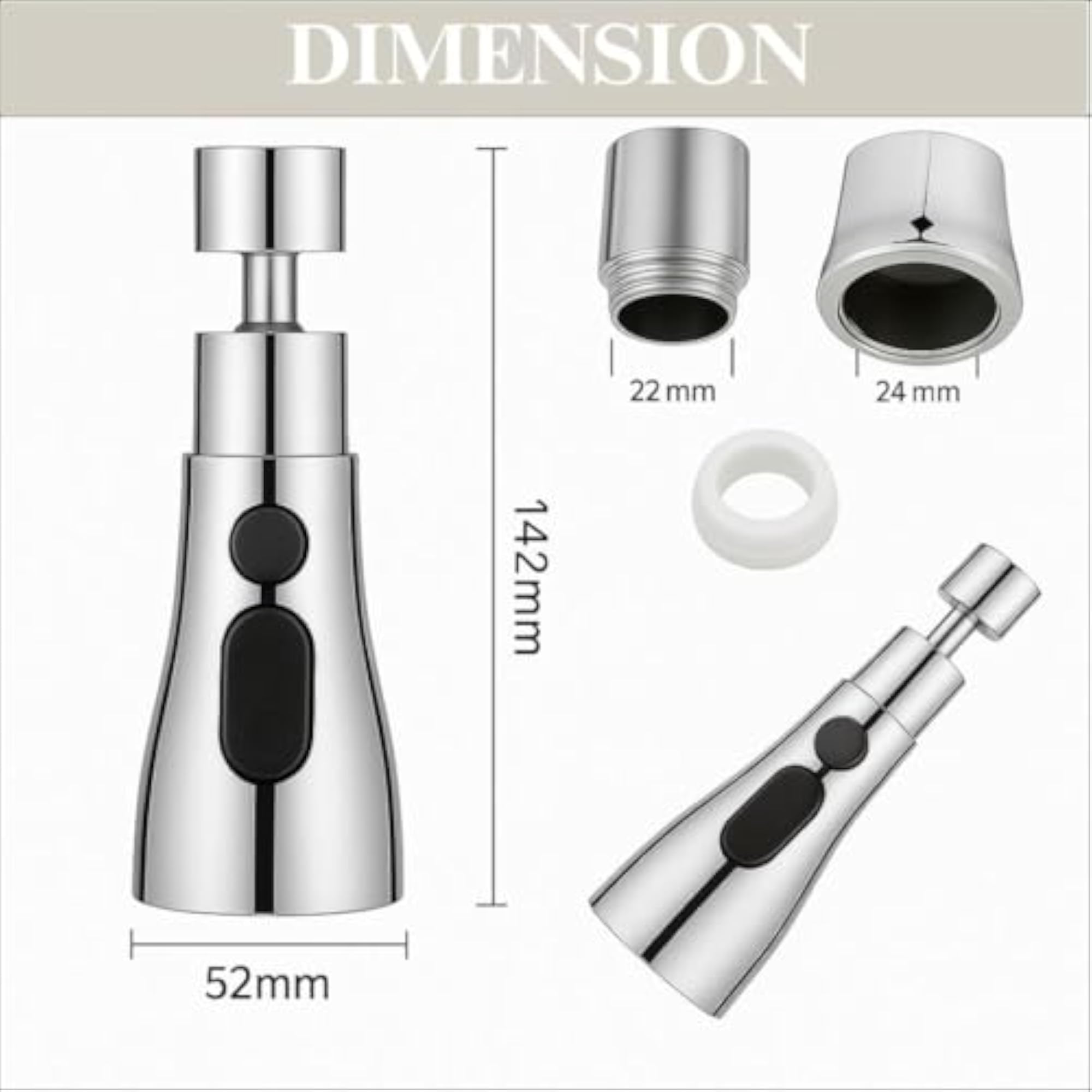 Kitchen Tap Extender Sprayer Attachment, 360 Rotatable