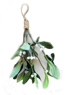 Deco Machine Artificial Silk Green Mistletoe with white berries and has a