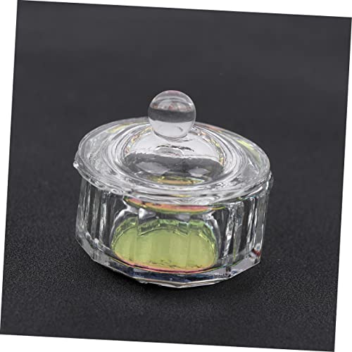 2pcs Mini Taza de Cristal para Uñas con Tapa miniatura 4