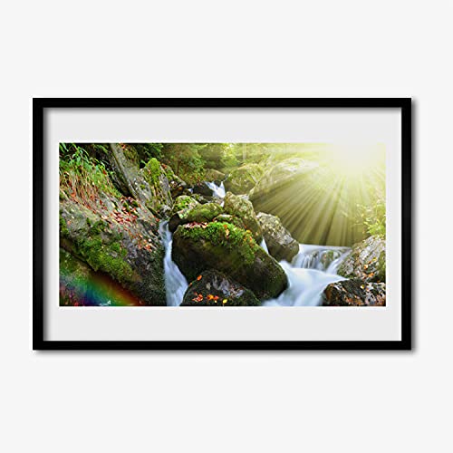 Affiche encadrée 60x40 cm Rainbow Waterfall pour décoration murale