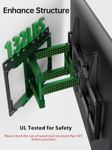 USX-Mount-Full-Motion-TV-Wall-Mount-for-Most-42-86-inch-Flat-ScreenLED4K-TV-Mount-Bracket-Dual-Swivel-Articulating-Tilt-6-Arms-Fits-8-12-16-Wood-StudsMax-VESA-600x400mm-Holds-up-to-132lbs USX Mount Full Motion TV Wall Mount for Most 42-86 inch Flat Screen/LED/4K, TV Mount Bracket Dual Swivel Articulating Tilt 6 Arms, Fits 8” 12” 16" Wood Studs,Max VESA 600x400mm, Holds up to 132lbs - Image 4