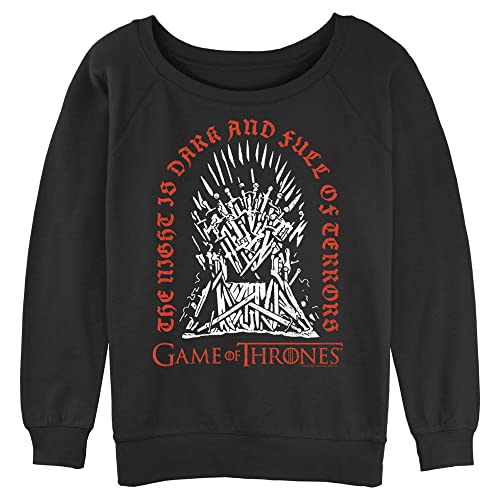 Image of WARNER BROS womens Game of Thrones Tombstone Throne Junior's Raglan Pullover With Coverstitch