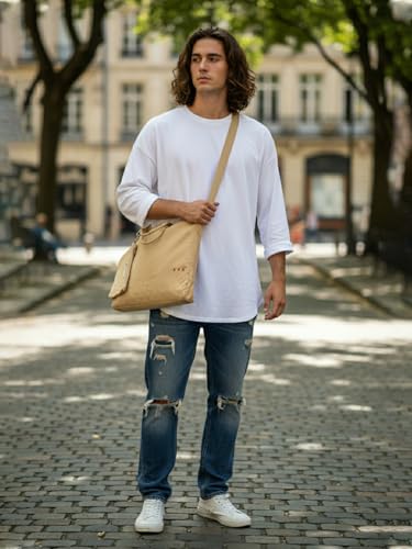 Image of The House of Tara Unisex Messenger Bags | Flax Yellow Laptop Messenger Bag made with Canvas | Fits upto 15.6 Inches Laptop /MacBook | Comes with Detachable Zip Pouch | Crossbody Sling Bag For Men Women