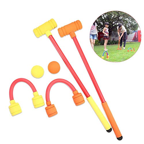 Volwco Croquet Set for Kids, Indoor & Outdoor Foam Two Player Croquet Set