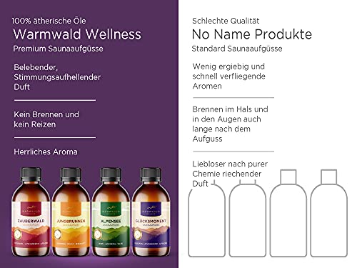 Warmwald - Saunaaufguss - Sauna Aufgussmittel mit natürlichen ätherischen Ölen - Saunaöl - Saunaduft (QUARTETT - 4 x 100ml) 6