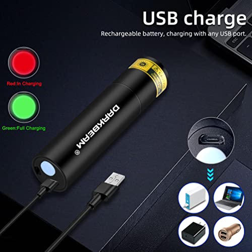 Darkbeam Uv Flashlight 365Nm Wood's Lamp V4 Usb Rechargeable Portable Blacklight Led Ultraviolet Light Mini, Detector For Pet Urine - Stains, Flurescent Material, Money, Amber Detection #TOP3