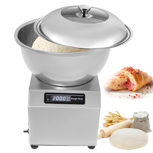 Batidora de masa, batidora eléctrica en espiral de 2200 W, doble rotación, prueba de 3 niveles de alta temperatura, temporizador de 30 minutos, ideal para panaderías y pizzerías, capacidad de 8 kg