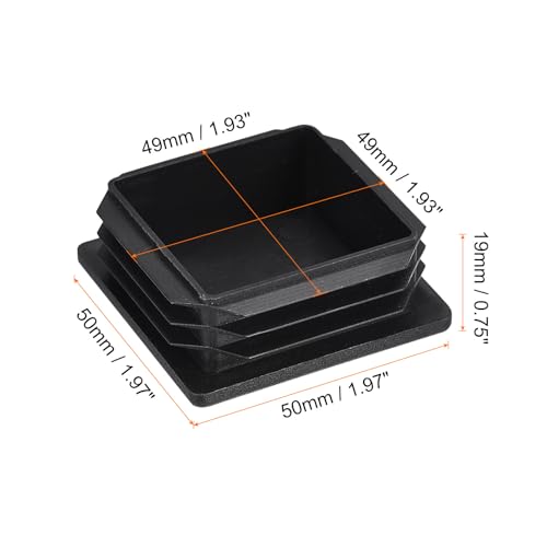 Image of uxcell 4Pcs 50mmx50mm(1.97inch) Plastic Tubing Plug Square Post End Caps for Handrail Stair Newel Guardrail Tube Black