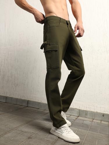 Image of Hubberholme Men Smart Casual Summer Cotton Loose Fit Mid-Rise Trousers 65