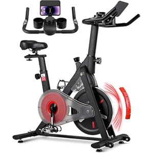 LIFERUN Heimtrainer Fahrrad Magnetwiderstand, Leise Spinning Bike Indoor mit Pulsmessung, LCD-Monitor, einstellbare Sitze, Tablet-Halter, Stationäres Bike Hometrainer für Kardiotraining Zuhause