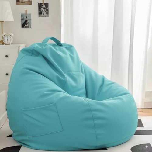Image of 4XL Leatherette Bean Bag Chair with Footrest & Cushion with Beans Filled (Ready to Use) Color- (Aqua, Bean Bag Only)