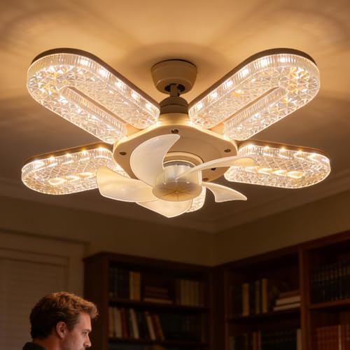 Ventilador de techo silencioso con mando a distancia y luz LED regulable de 3 colores 3