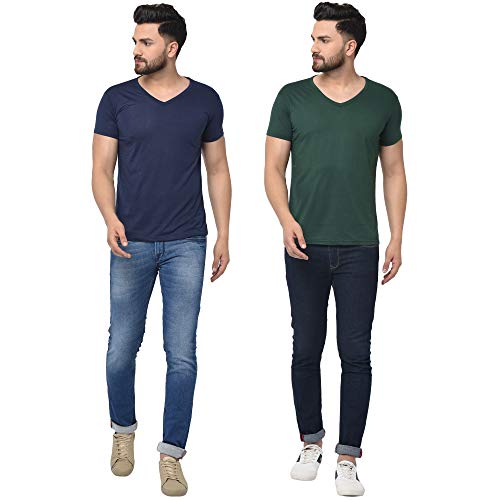 Image of JANGOBOY Men's V-Neck Cotton T-Shirt (Pack of 2)