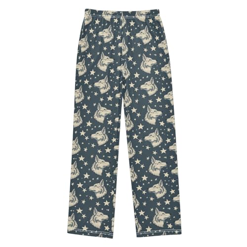 ALAZA Wolf and Stars Pajama Pants Soft Long Sleep Pants Lounge Pajama Bottoms with Pockets