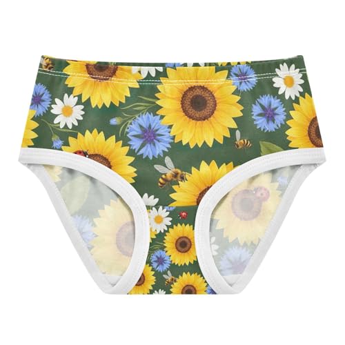 Yellow Sunflowers Toddler Girls Underwear, Underwear for Girls, 2T–8 Years