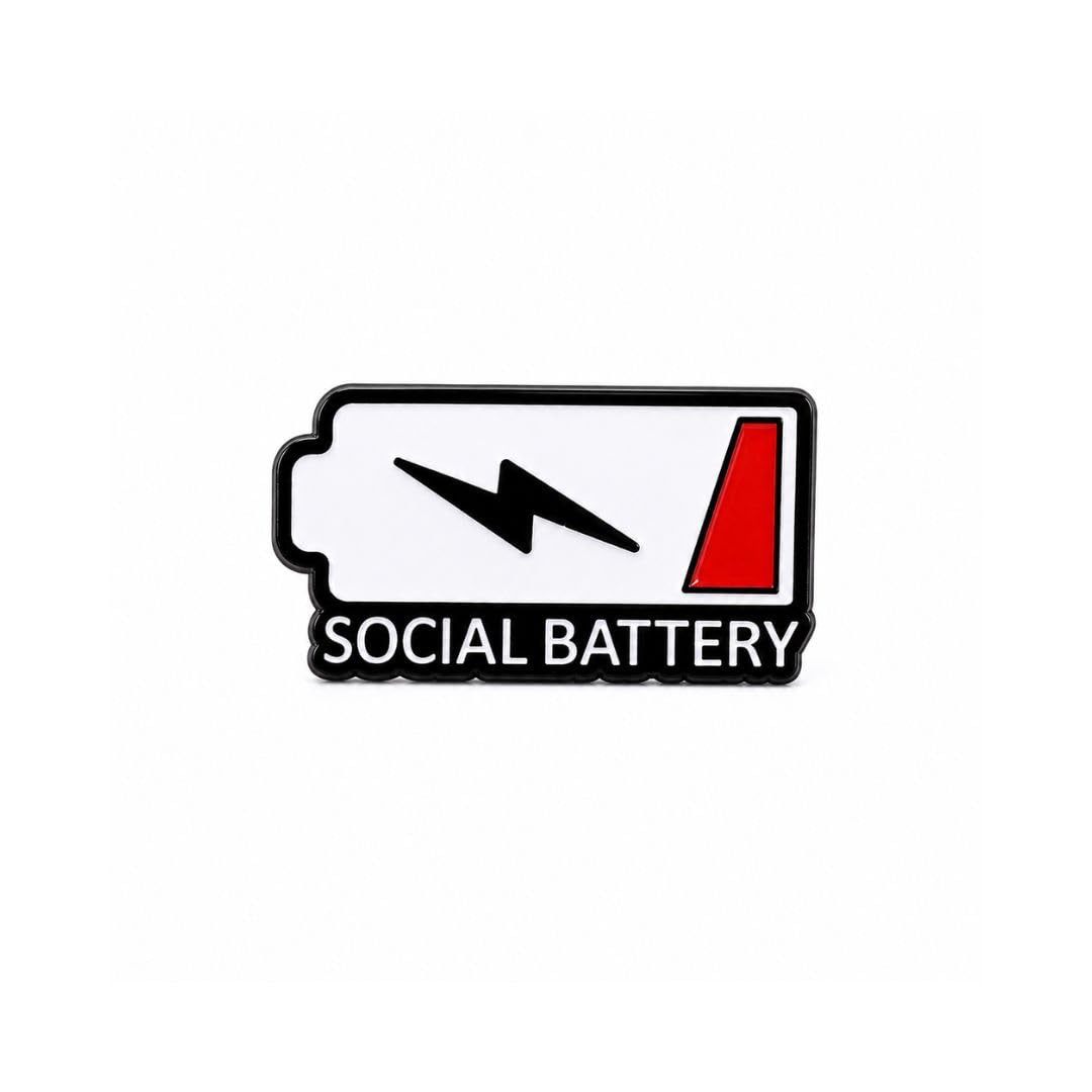 | Social Battery Enamel Pin Funny Introvert Lapel Pin Cute Metal Brooch Badge for Jackets Backpacks Tote Bags Hats Gifts for Friends Students Office Wear | Gift Ideas-image-15