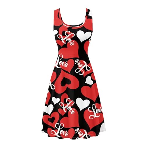 Image of Women's Casual Loose Sundress Midi Sleeveless Crewneck Dress Summer Beach Tank Dress with Pockets