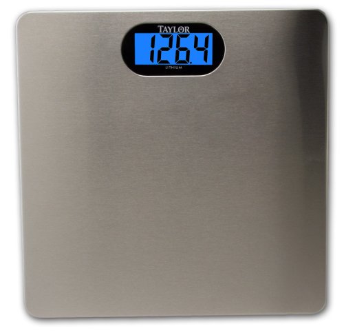 Taylor Ultra Thin Lithium Scale with Brushed Stainless Steel Platform and Backlight