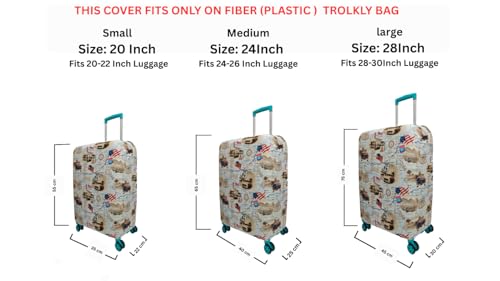 Image of Printed Luggage Cover for Traveling Bag & Suitcase - Stretchable & Scratchproof Trolley Protector with Velcro Lock & Lightweight Washable Material(Suitcase Bag Not Included, Only Cover in Product)