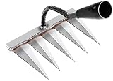 KeluKES Hoe weed rake farm tool hoe weed hoe root digging the ground loose soil nail rake farm tool thick and sharp (Five-tooth rake)
