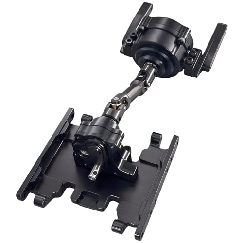 Front Planetary Gearbox Transfer Case Skid Plate Set with Short Drive Shaft for 1/10 RC Crawler SCX10 II Chassis (Black)
