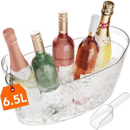 Lifewit Seau a Glacon Portable 6.5L, Seau a Champagne avec Cuillère, Plastique Rafraichisseur de Bouteille de Vin pour Cocktail, Boissons, Vin, Bière, 38...