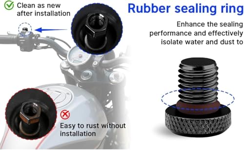 M10 Motorrad Spiegel Stopfen, Blindstopfen,M10 Schrauben,Gewindestopfen,Aluminium Anodische Oxidation Schrauben Gewinde Verkleidungsschrauben 2×Rechtsgewinde/clockwise(1 Paar)
