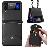Vizvera Handyhülle für Galaxy Z Flip 4, Abnehmbare 1,4m Schultergurthülle, Wallet Card Slot Flip Case, Stylische Schultasche für Samsung Galaxy Z Flip 4 2022
