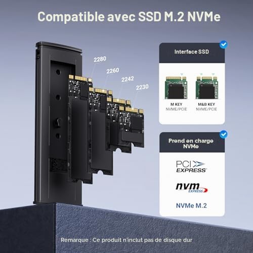 UGREEN DXP8800 Plus NAS 8 Baies + Boîtier M.2 NVMe USB 3.2 Gen 2 10Gbps, Intel i5 1235u 10 cœurs, 8Go DDR5, 128Go SSD, 2 Ports 10GbE, 2 Emplacements M.2 NVMe, HDMI 8K, 2 Ports TBT4 (sans Disque)