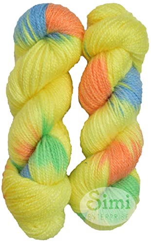 Image of Glow Knitting Yarn Wool, Lemon Mix 300 GMS Woolen Crochet Yarn Thread. Best Used with Knitting Needles, Crochet Needles-BB Art-ABAE