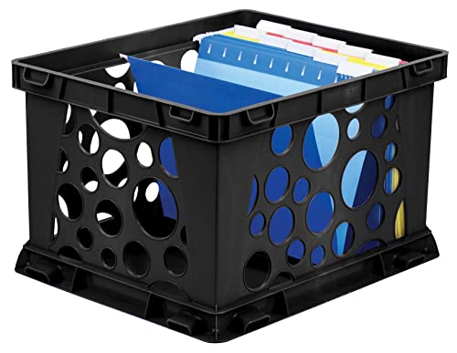 Storex Large Storage and Transport File Crate, 17.25 x 14.25 x 10.5 Inches, Black (STX61546U01C)