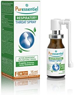 PURESSENTIEL - Respiratory Throat Spray with 4 essential oils - 100% Natural - Fast Effective Relief of Sore Throat - Suitable for Children 7 and above - Made in France -15ml